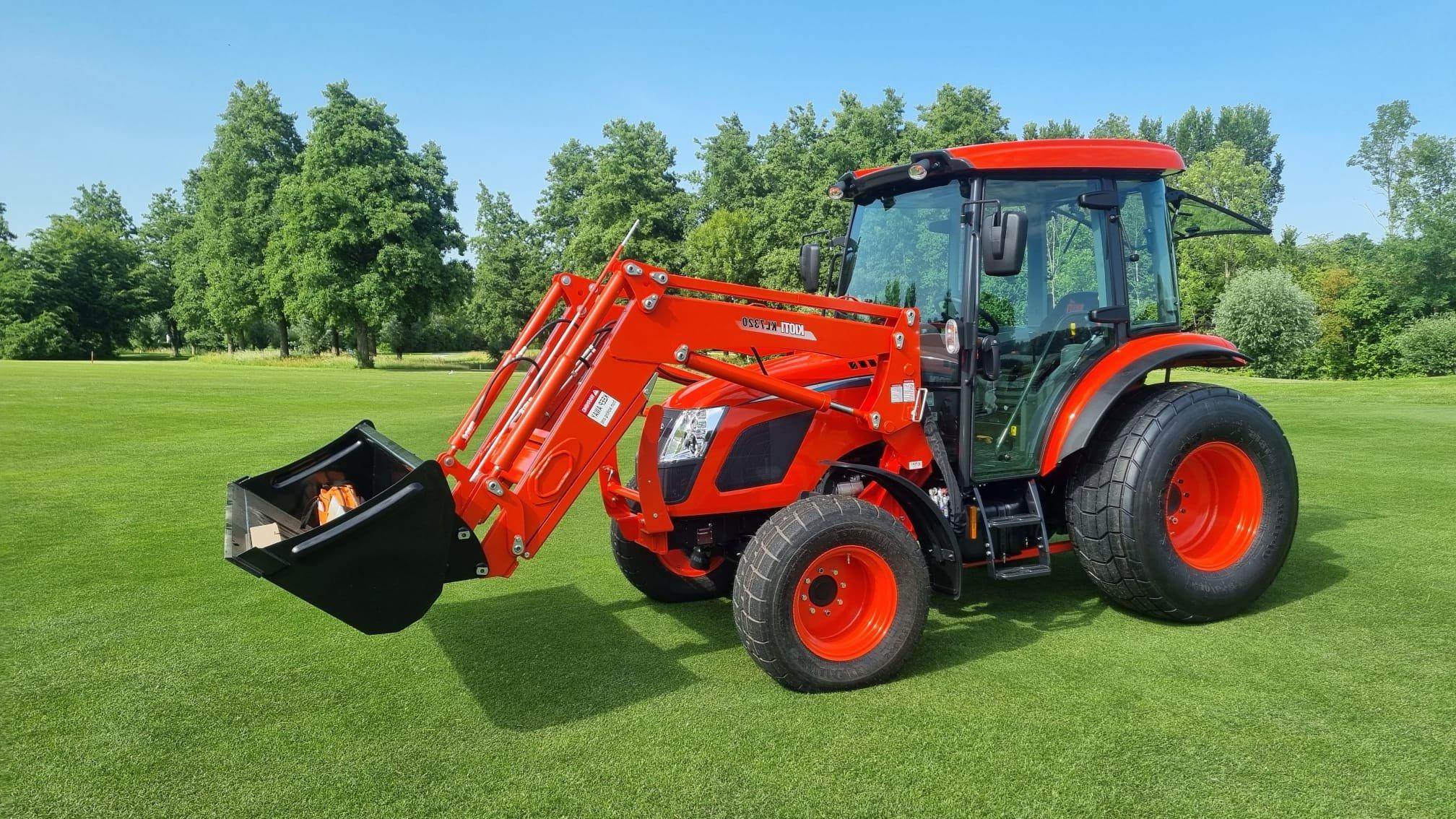 Kioti compact tractor for golf course maintenance